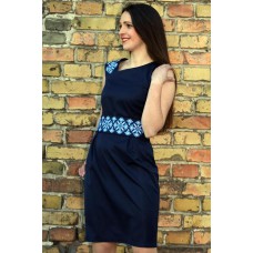 Embroidered dress "Dream" blue on black